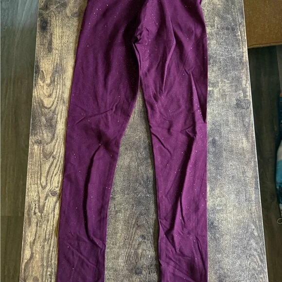 New Justice Burgundy Glitter Full Length Leggings Girls 10 NWT - Picture 5 of 6